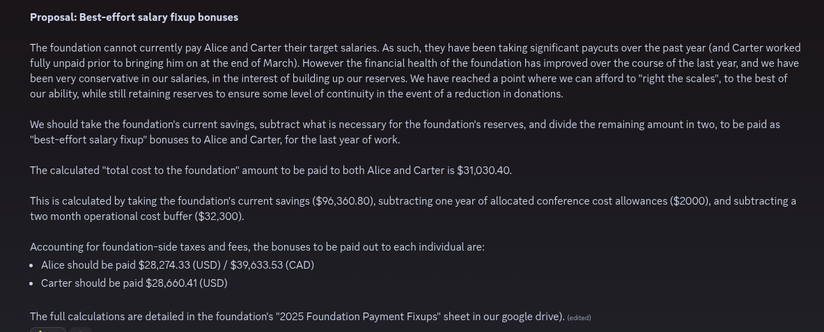 Best Effort Salary Fixup Bonuses