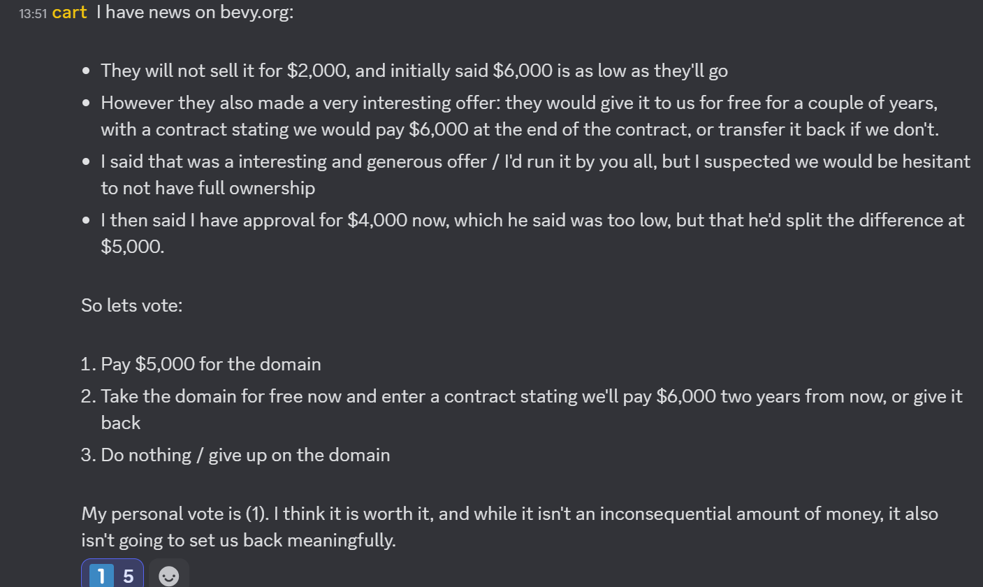 Vote on buying Bevy.org domain