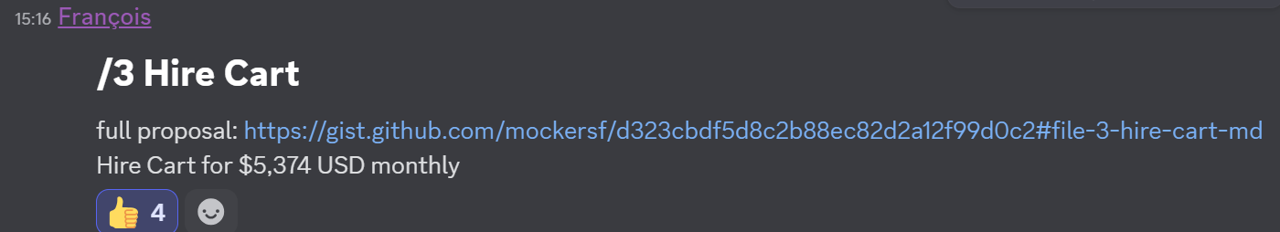 Vote for hiring Cart